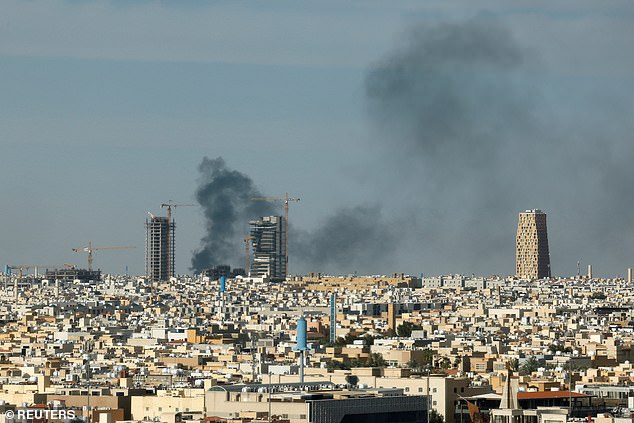 Smoke was seen billowing in Saudi Arabia's capital Riyadh as Tehran continues to attack US allies in the region