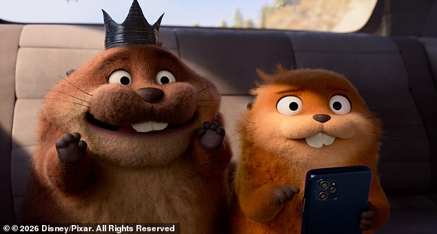 Hoppers offers a timely reminder that Pixar can still find original stories and make them fun. Pictured: King George and Mabel Beaver