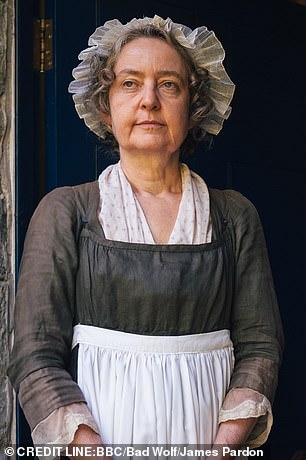 Mrs Hill pictured in the forthcoming BBC drama The Other Bennet Sister