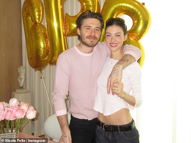It comes as Brooklyn is said to have been 'disheartened' that his parents publicly wished him a happy birthday and broke their communication agreement (pictured with Nicola Peltz)