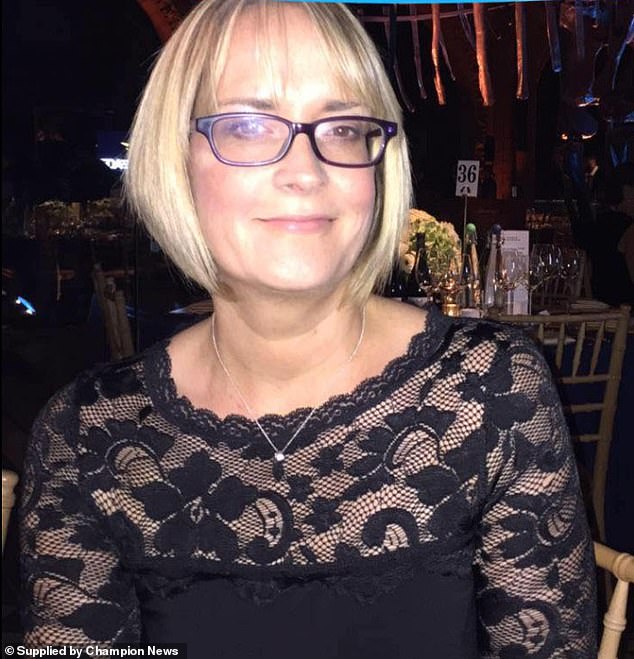 Alison Unsted (above) and husband Darren moved into the £1m house next door to the couple and cleared their plants from the eight by three foot strip and replaced them with a gnome