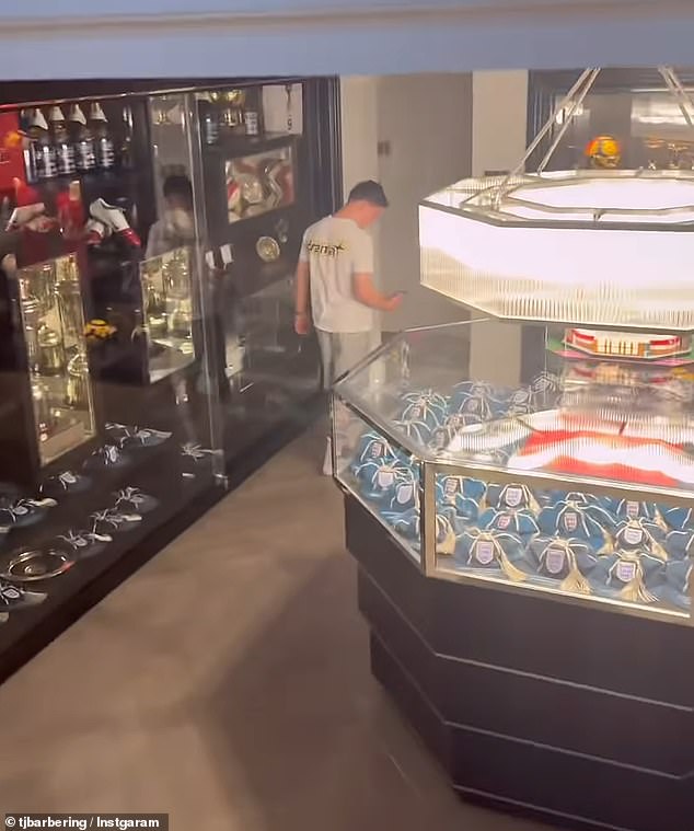 The young footballer, 16, welcomed hairstylist Tom Jackson on the sweeping driveway before taking him inside the property