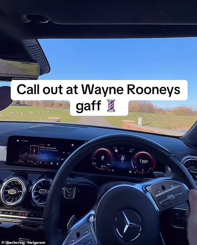 Taking to Instagram, barber Tom captioned the clip: 'Call out at Wayne Rooney's gaff'.