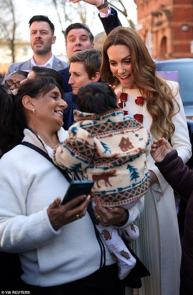 Kate greeting people during her visit to Leicester on March 5