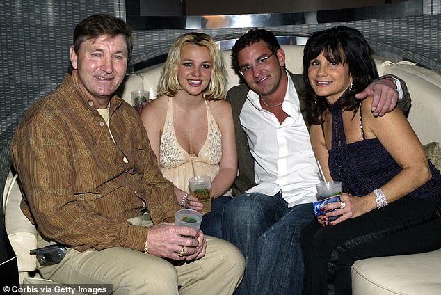 Britney is pictured with her father Jamie, brother Bryan and mother Lynne in 2006