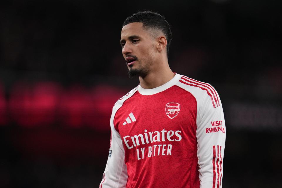 William Saliba of Arsenal during the Emirates FA Cup 4th round match Arsenal vs Wigan Athletic at Emirates, London, United Kingdom on 15 February 2026 (Photo by Harvey Murphy/News Images)