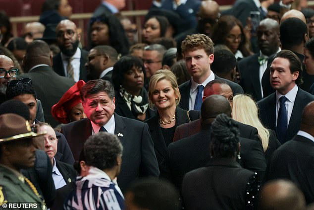 Governor of Illinois JB Pritzker attends a memorial service to celebrate the life of the civil rights leader, Reverend Jesse Jackson, in Chicago, Illinois, U.S., March 6
