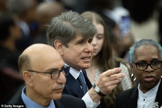 Former Illinois Governor Rod Blagojevich attends a celebration of life service for civil rights leader Rev. Jesse Jackson Sr. at the House of Hope arena on March 6