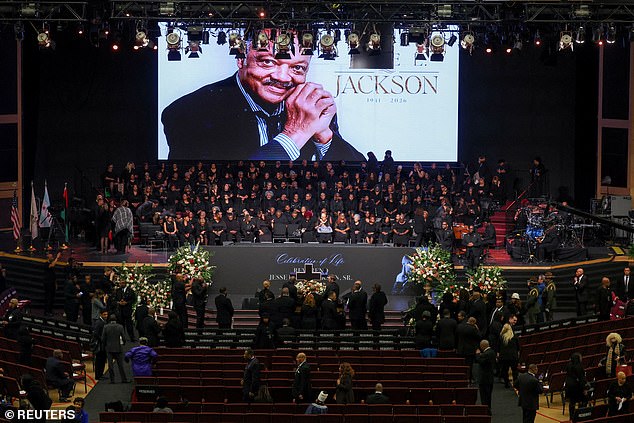 People attend a memorial service for late civil rights leader Reverend Jesse Jackson, in Chicago