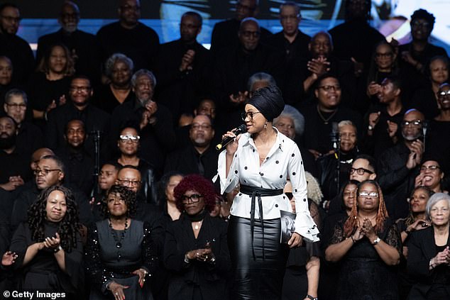 Opal Staples performs at a celebration of life service for civil rights leader Rev. Jesse Jackson Sr. at the House of Hope arena