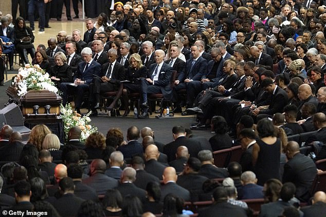 Guests, including former presidents Bill Clinton, Barack Obama, and Joe Biden and former Secretary of State Hillary Rodham and former first lady Dr. Jill Biden attend a celebration of life service for civil rights leader Rev. Jesse Jackson Sr.