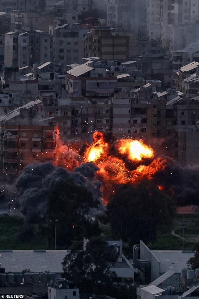 It came on a day of drama in the Middle East, which saw US President Donald Trump warn Iran no deals were on the table. Pictured: An explosion in Beirut, Lebanon, on Friday after an Israeli strike amid the US-Israeli conflict with Iran