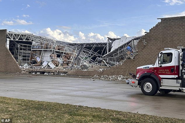 Massive damage and a collapsed structure was seen at the Menard's store in Three Rivers after a severe storm