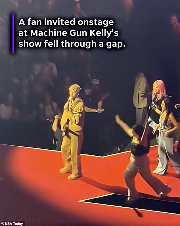 Kelly immediately turned around and yelled, 'Oh my God!' as others quickly ran over to help the fan