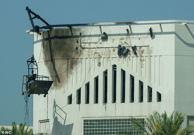 Damage caused by an Iranian drone attack at Dubai International Airport on March 7