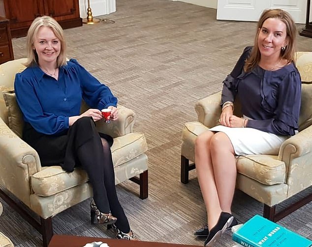 Former PM Liz Truss (left) worked with Romeo during her time as trade secretary from 2019 to 2021