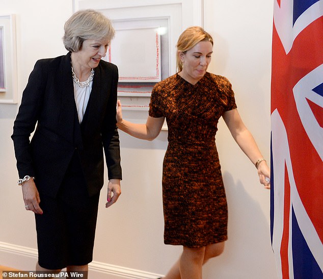 Former prime minister Theresa May (left), accompanied by then-British Consul General Romeo, at the UN General Assembly in September 2016