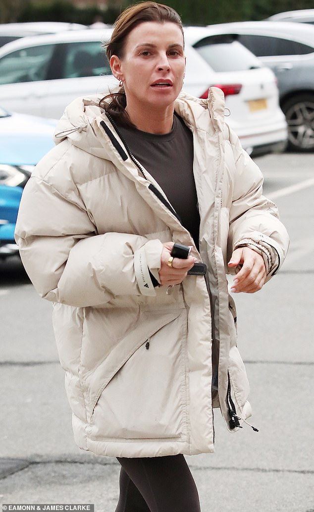 Coleen seen out without her wedding ring the Monday afternoon. 'We've been here before. Wayne has let her down, and the wedding ring has come off'