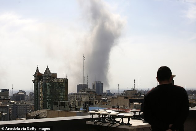 Military strikes in the Middle East have been ongoing for the last week. Pictured is the aftermath of an explosion in Tehran, Iran, on Saturday