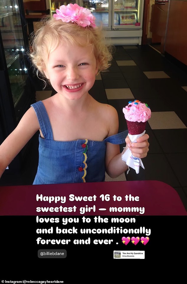 'Happy Sweet 16 to the sweetest girl - mommy loves you to the moon and back unconditionally forever and ever,' she added in text at the bottom