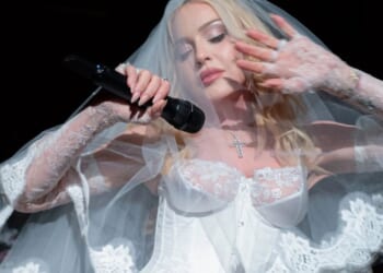 Madonna turns heads in white corset and suspenders for Dolce & Gabbana shoot in nod to hit Like A Virgin music video