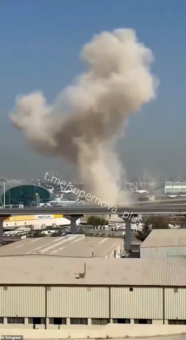 Explosions were reported near Dubai International Airport around 8am local time (4am GMT), with a fire seen burning close to the complex after another suspected Iranian drone attack