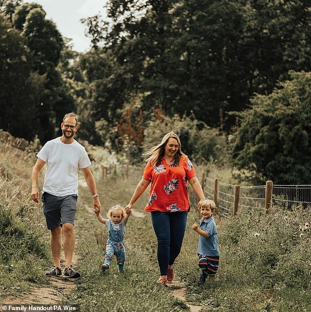 Benedict Blythe (right) with his parents Pete and Helen and his sister Etta Blythe