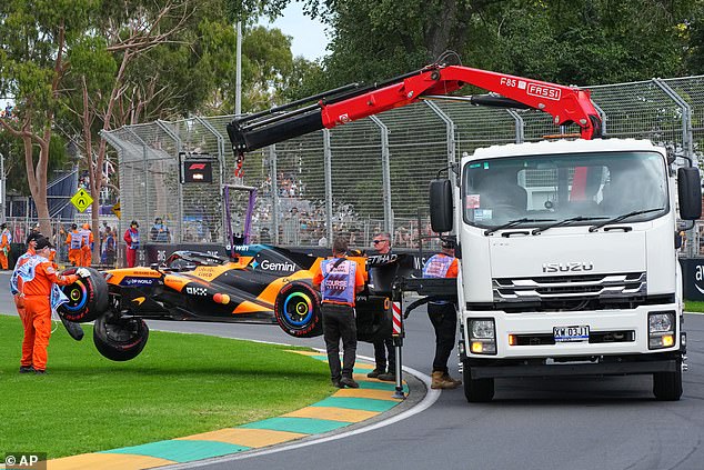 Melbourne favourite Oscar Piastri crashed at Turn 4 on the way to the grid, his car was subsequently removed from the track