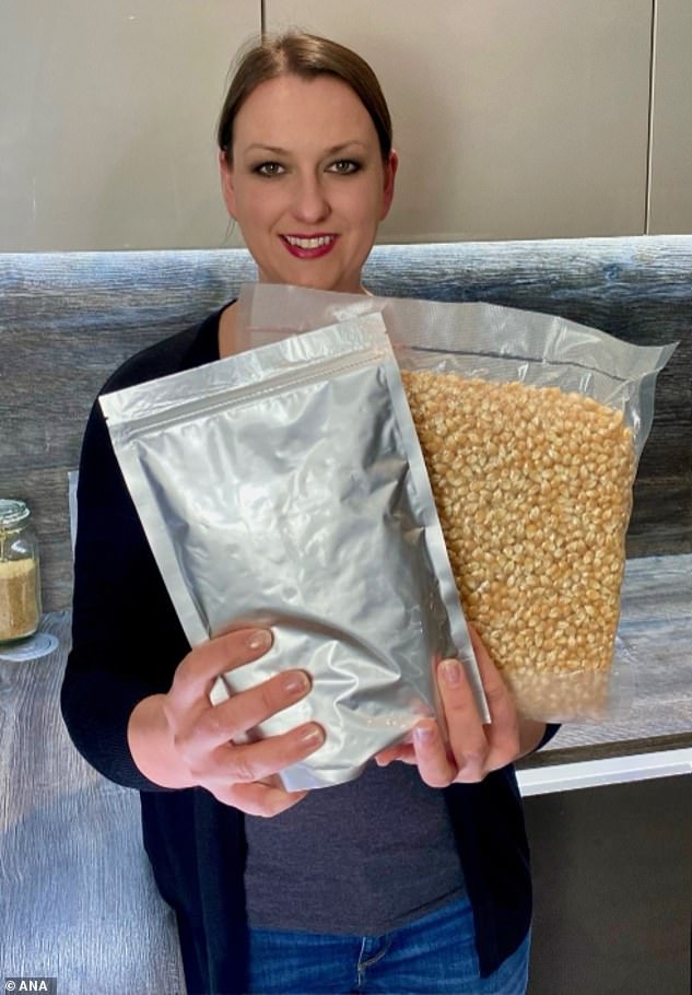 Sarita isn't alone in encouraging others to prep. Wife and mother-of-one Ana (pictured with vacuum-sealed food), based in Wales, urges others to join the prepping movement online