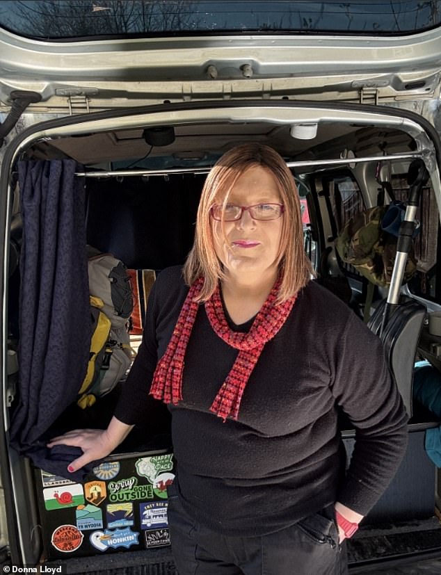 Donna Lloyd (pictured with her van, which is filled with supplies), from Wales, who now works in education after serving in the military, says ongoing events in Ukraine and now the Middle East have caused people to 'reassess their safety and readiness'
