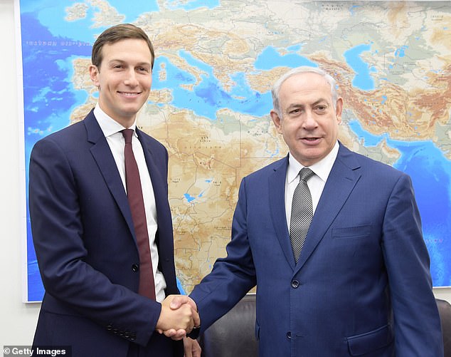 Jiang noted Kushner's family friendship with Netanyahu. The two are pictured above at a meeting in 2017