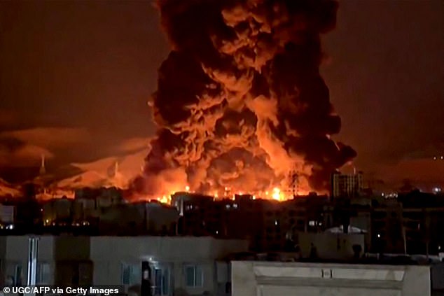 Strikes on Iranian oil depots sent huge clouds of acrid smoke into the sky, turning it red