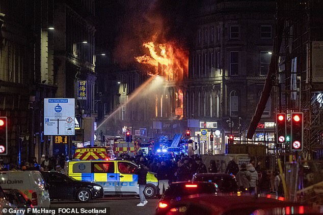 Smoke billowed through Glasgow as nine fire engines, along with police officers and ambulances attended the fire