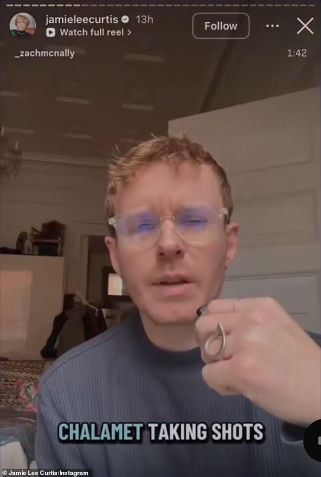 Last Friday, the 67-year-old Oscar winner reposted Broadway thespian Zach McNally's Instastory about the scandal: 'Why is Timothée Chalamet taking shots at opera and ballet?'