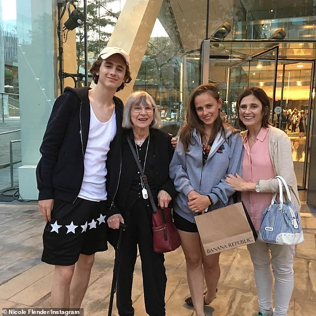 To make matters worse, Chalamet's own mother Nicole Flender (R, pictured in 2017) and late grandmother Enid Flender (2-L) were both professional dancers