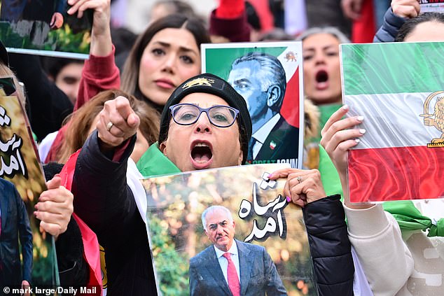 Protestors rallied for the installation of Reza Pahlavi, the son of the exiled king of the nation, to power in Iran