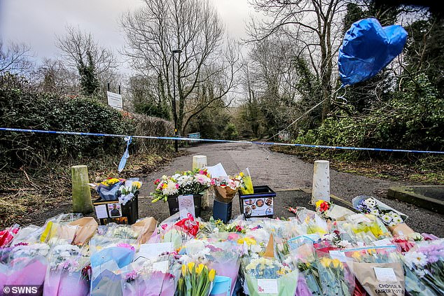 Flowers and tributes to Leo cover the path where Moulton stabbed him on his journey home from school