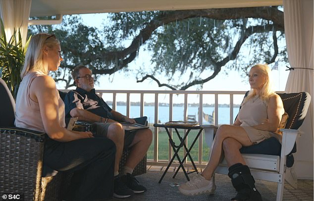 Carol Atwell (right) speaks to Rhys Williams (centre) and news journalist Elen Wyn (left)