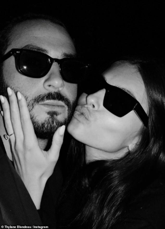 Blondeau showed off her engagement ring in a series of social media photos on Sunday