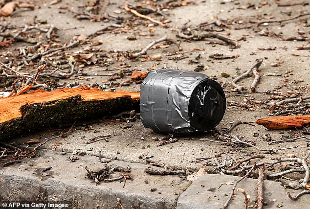 The pair were arrested Saturday after a homemade 'Mother of Satan' bomb, pictured above, was thrown outside Mayor Zohran Mamdani's house