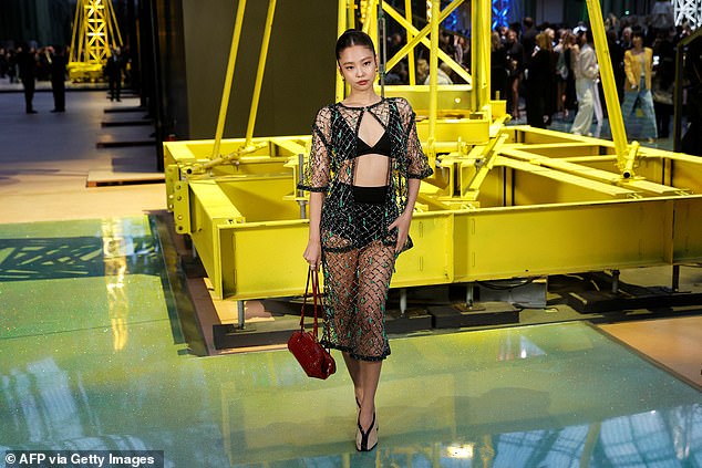 South Korean singer Jennie wore a revealing mesh co-ord for the show
