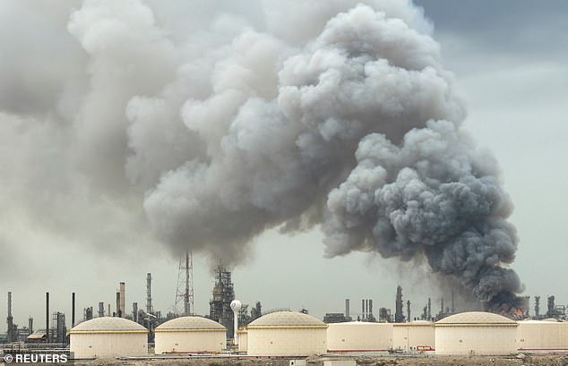 Iran has continued to hit back at US allies in the Gulf and 32 people were injured in an attack on the Bahraini island of Sitra, after its Bapco refinery (pictured) was hit by drones overnight