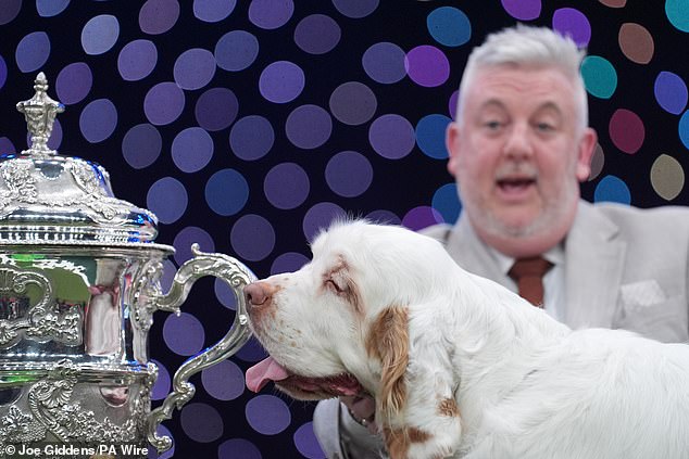 The dog owner was handed a replica trophy and £200 in cash for winning the competition