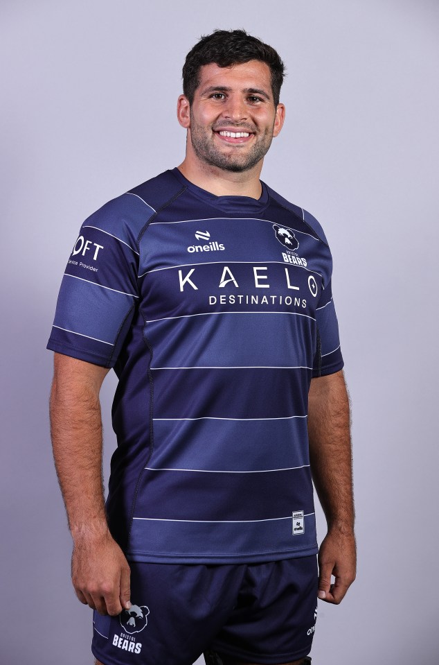 Will Capon of Bristol Bears in his rugby uniform during a squad photocall.