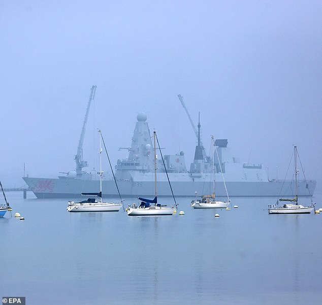 HMS Dragon, a Type 45 destroyer, has been moored in Portsmouth while other nations have sent ships to the Mediterranean