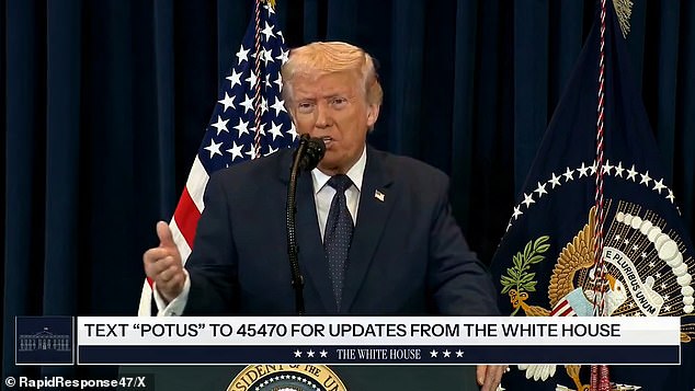 US President Donald Trump last night said he 'will not allow a terrorist regime to hold the world hostage and attempt to stop the globe's oil supply'