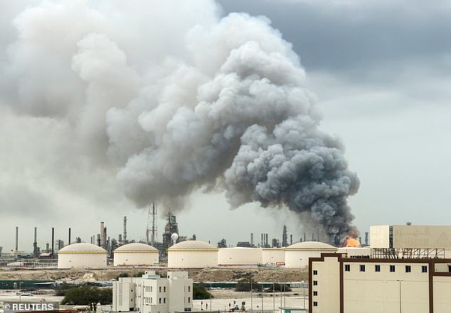 Smoke rises following a strike on the Bapco Oil Refinery on March 6 2026
