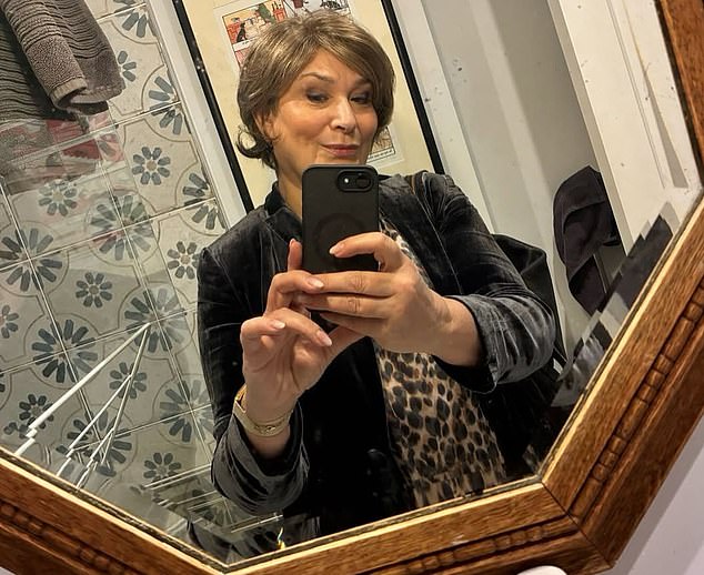 A sassy 1960s-style, behind-the-ears synthetic wig, which is as light as a feather and costs £380