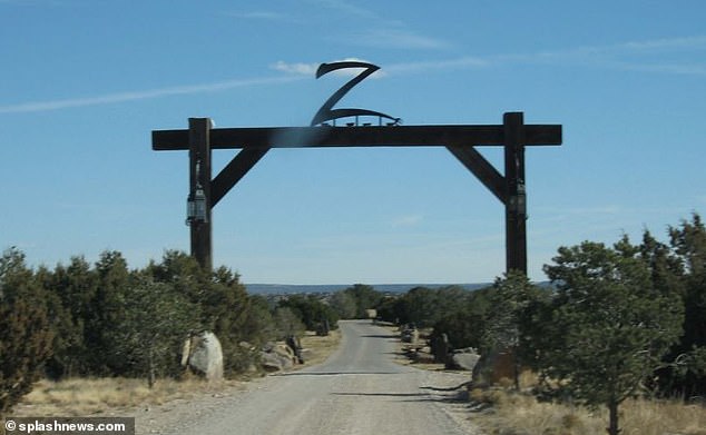 The entrance to the massive compound, which is 30 miles south of Santa Fe