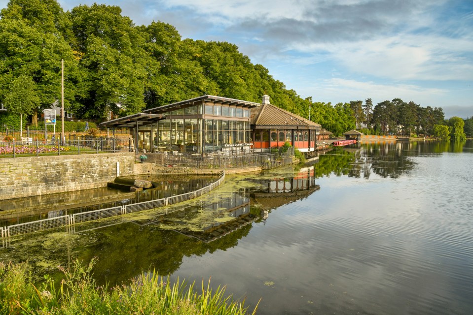 Boat house at Roath Park lake in Cardiff